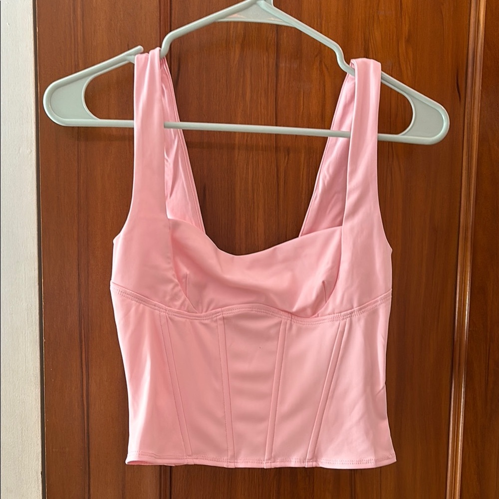 Pink Corset-Style Tank Top